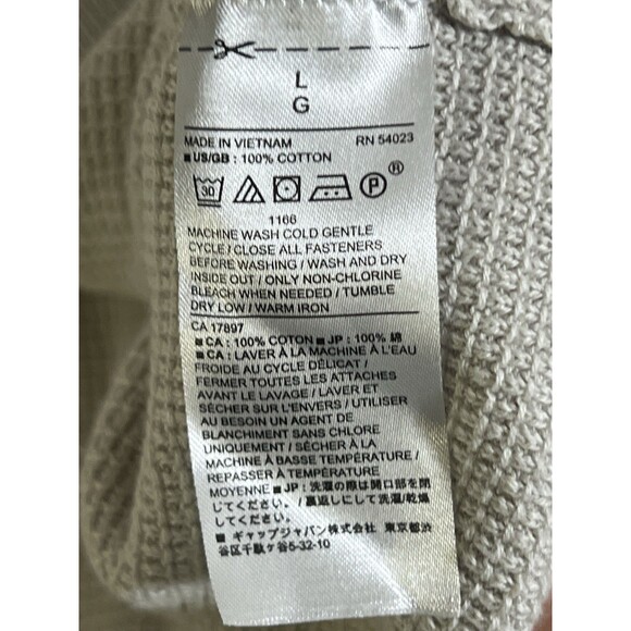 Banana Republic • Men's Waffle 1/4 Zip Pullover Sweater • Cotton Blend • Tan • L - Picture 3 of 7